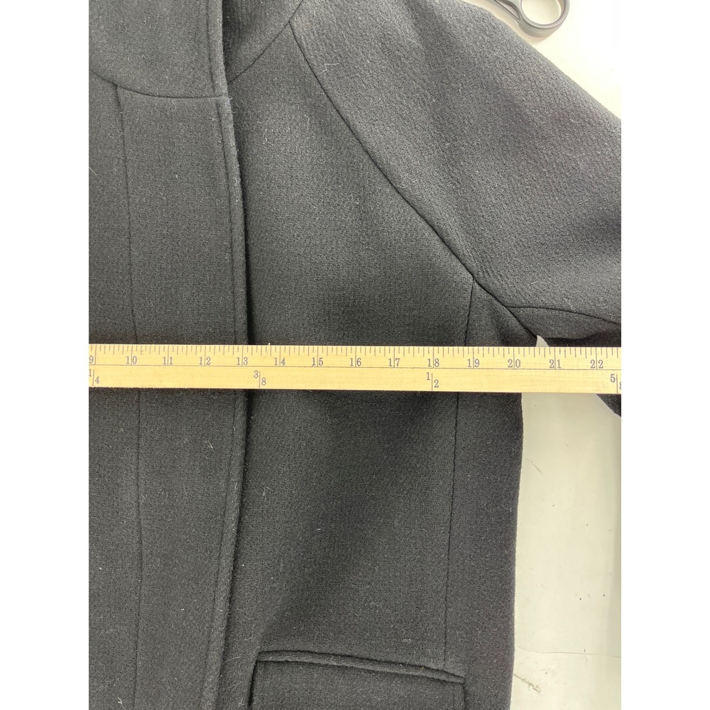 J.Crew‎ Black Stadium Cloth Wool Cocoon Coat Italian Fabric Gold Buttons Size 2 - Picture 7 of 10